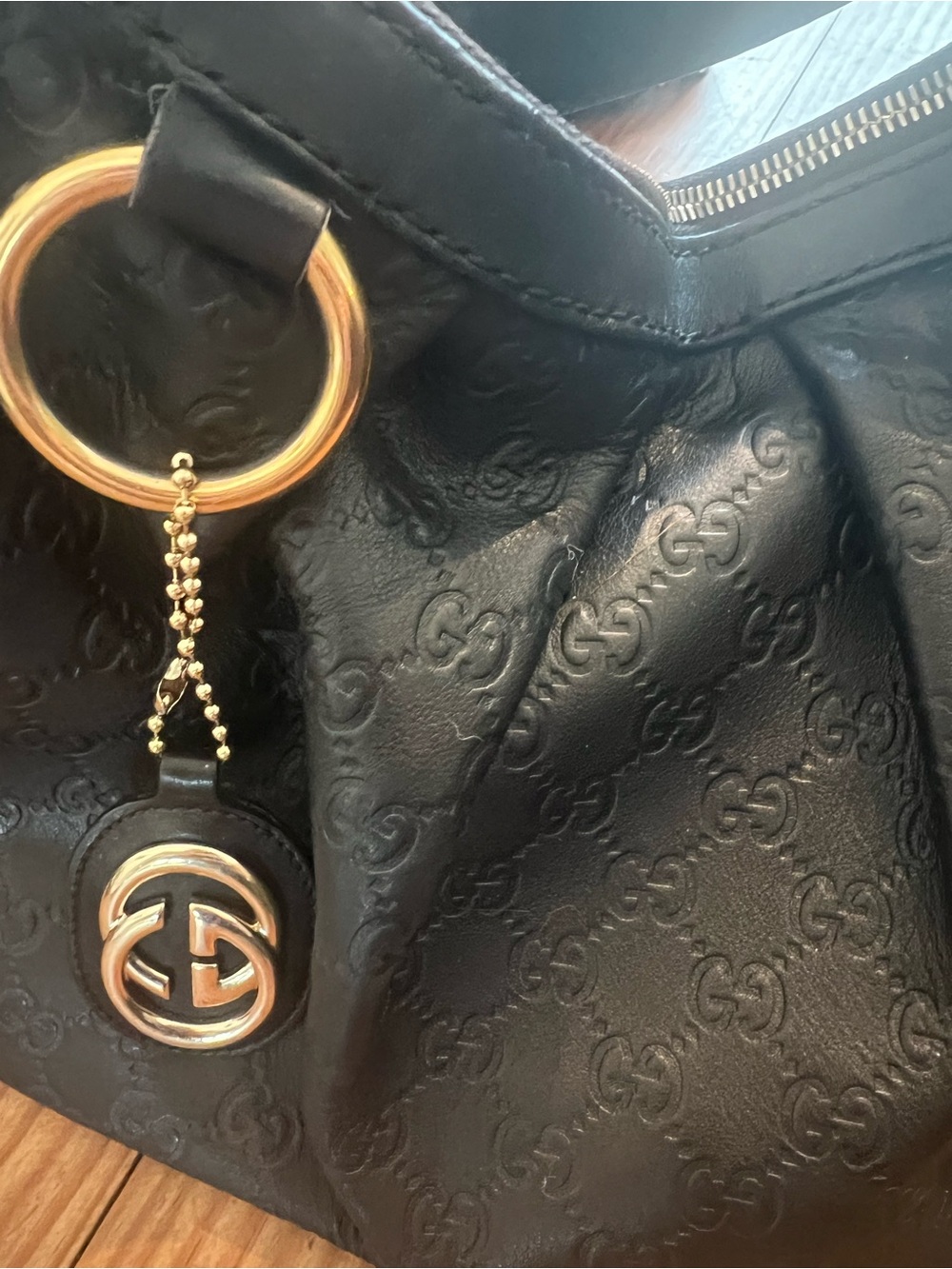 Gucci Black Leather Sukey Guccissima Shoulder Bag - Picture 10 of 11